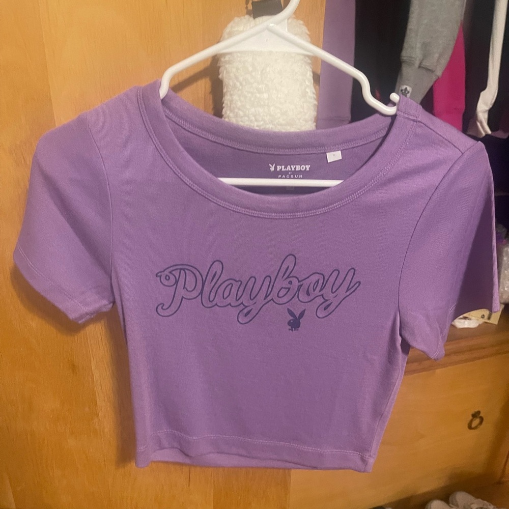 Playboy by pacsun cropped purple shirt
